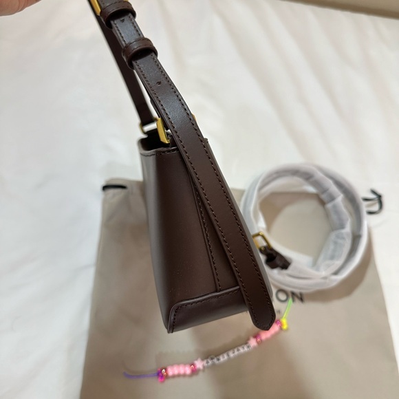 NWOT Charles & Keith Gabine Leather Trapeze Bag - Dark Brown, GENUINE LEATHER - Picture 6 of 11